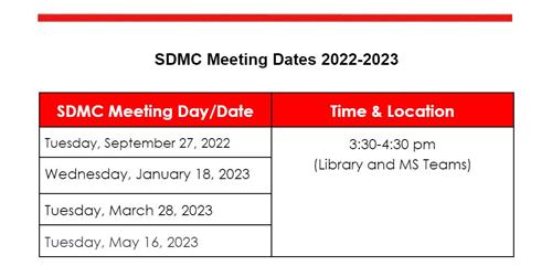 SDMC Meeting Dates
